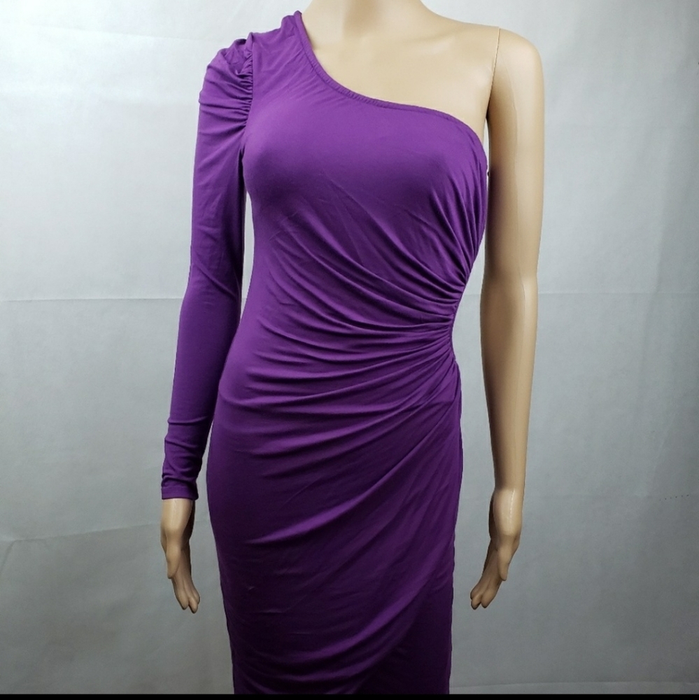 Elegant Purple One-Shoulder Dress